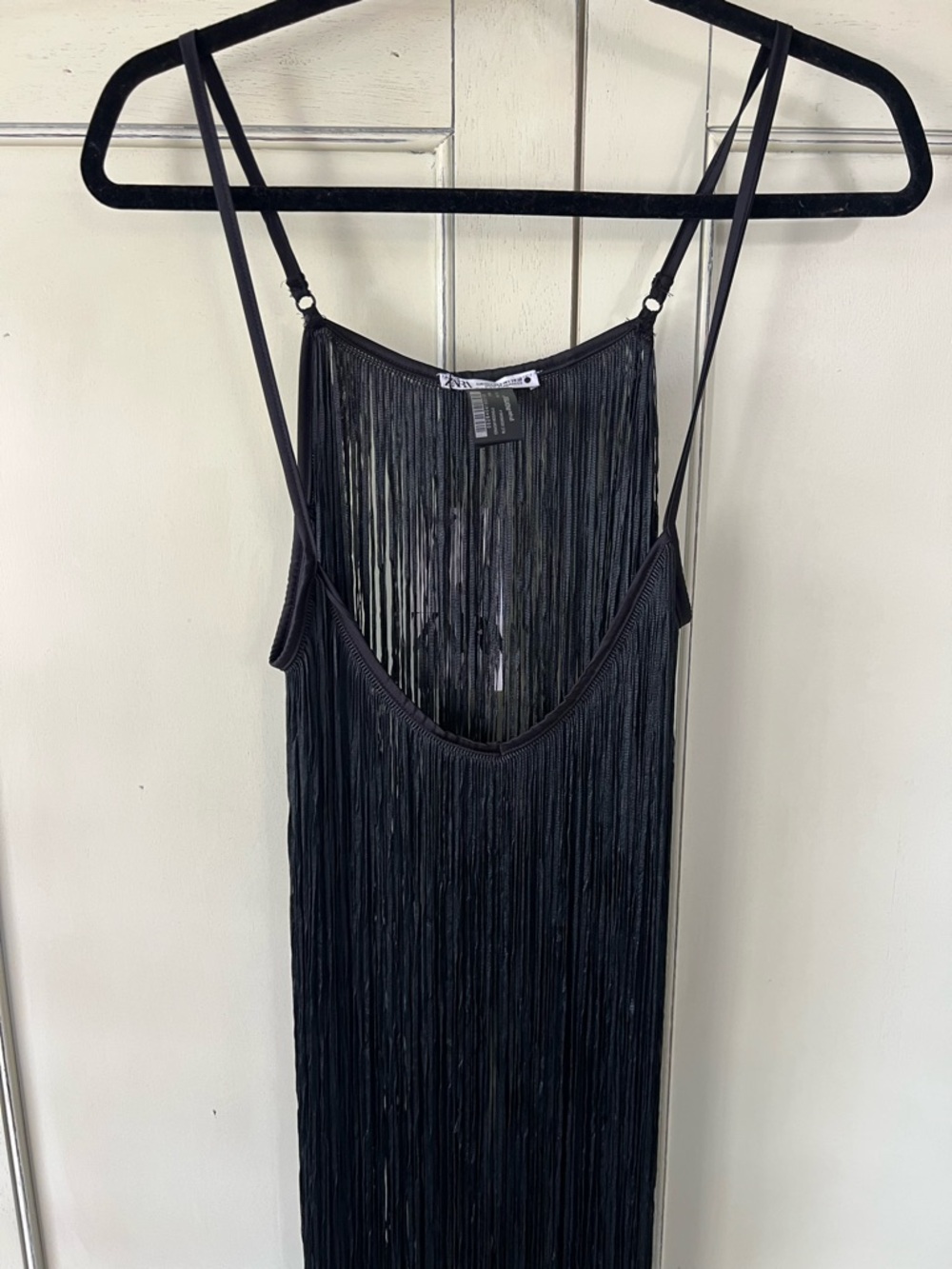 Zara Rare Black Fringe Maxi Dress